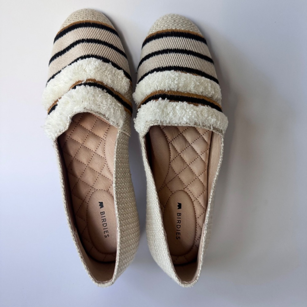 Birdies The Starling Cream & Black Stripe Loafers Women's Size 7 - Picture 5 of 13